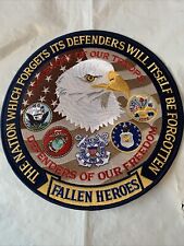 Fallen Heroes In Memory of Our Troops 10” Jacket Patch Defenders Of Freedom USA picture