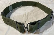 US Military Vietnam Era Nylon OD Green Pistol Belt Brass Buckle Belt Large USED picture