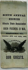 1884 Illinois Association of UNION PRISONER OF WAR Ribbon picture