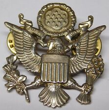 US Army Silver Officers Dress Hat Eagle E pluribus Unum Pin Back Badge picture