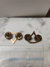 Vintage Pair Gold Tone U.S. ARMY PFC Private First Class Rank Lapel Pin picture