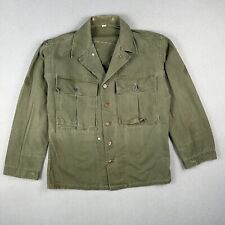 WW2 US Army HBT Jacket Shirt 13 Star 2nd Pattern Pleated Pockets 36r Gas Flap picture