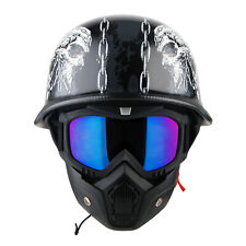 1Storm Novelty Motorcycle Half Face Helmet German Style HKY602  + Black Goggle picture