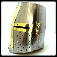 Medieval Knight Armor Crusader Templar Helmet Helm w/ Mason's Brass Cross new picture