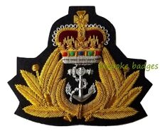 Badge Naval Queens Crown Gold Wire Royal Navy Cap Badge WW2 Style WWII Brand New picture