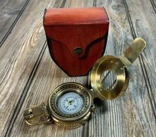Vintage Polished Brass WWII Military Pocket Compass Gift picture
