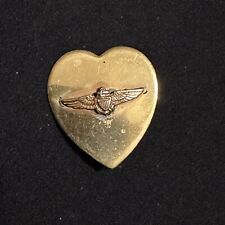 WWII US Navy Aviator Heart Sweetheart Pin Sterling picture