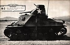 rare M-3 Side View of M-3 Tank at Desert Lithograph WWII Era Army USA picture