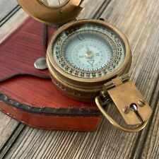Vintage Solid Brass WWII Military Pocket Compass Working Nautical Marine Gift picture