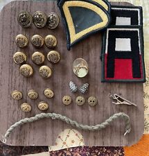 Vintage Military Lot U.S. Badges Patches Buttons 28 Pieces picture
