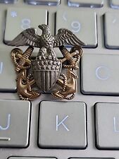 WW2 USN US Navy Officer Sterling Silver /Gold Hat Badge  REAL THING -SEE STORE picture
