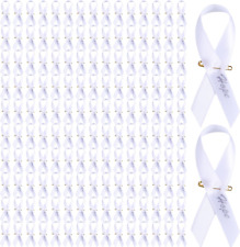Hanaive 150 Set Lung Cancer Awareness Ribbons White Ribbons with Pins Lung Cance picture