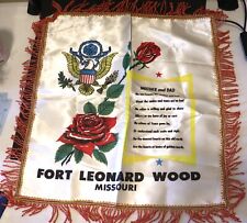 Vintage Military Pillow Cover Fort Leonard Wood Missouri Mother and Dad picture