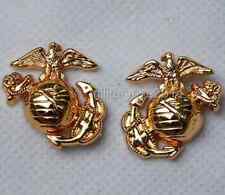 Pair USMC US Marine Corps Marines Emblem Insignia Collar Badge Pin picture