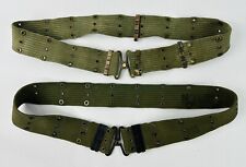 WWII US Army Officer 45 Pistol Belt OD Green Web Canvas (Lot Of 2) picture