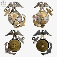 WWII 1/30 GOLD MARINE CORPS EAGLE GLOBE ANCHOR COLLAR INSIGNIA STERLING HH    #2 picture