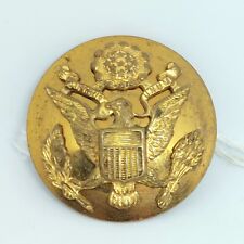 Vintage 1930's Brass US Military Enlisted Men Cap Badge Screw Back Button Emblem picture