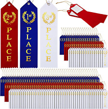 180 Pieces Award Ribbons 1St 2Nd 3Rd Place Flat Carded Set Competition Sports Sc picture