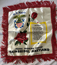 Vintage US Naval Training Center Bainbridge MD pillow cover sham Satin 21