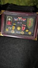 Framed Collection of Vintage WWII Era Medals And Ribbons picture