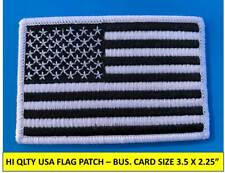USA AMERICAN FLAG BLACK/WHITE EMBROIDERED PATCH IRON-ON SEW-ON BORDER(3½ x 2¼”)  picture