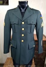 US Military Army Green Coat Dress Polyester Uniform Jacket 36 *Davis Clothing picture