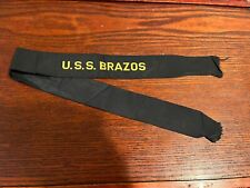 Pre WWII US Navy Cap Hat Tally Ribbon USS Brazos picture