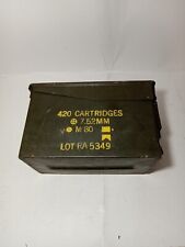 Vintage U.S. Military 420 Cartridges 7.62 MM M80 Ammo Box. picture