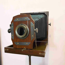 Vintage Style Antique Folding Camera With Wooden Tripod Collectible picture