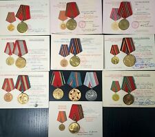 LOT OF 12 USSR Soviet Medals & Badges with 9 Certificates 100% Original picture