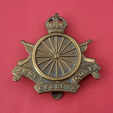 Army Cyclist Corps Cap Badge Non Void Brass With Slide King's Crown picture