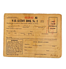 Vintage Original WWII World War Era Ration Book of stamps No.3 1943-A5 picture