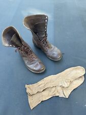 WWII US Paratrooper Airborne Combat Jump Boots Brown Size US 10.5 REPRO? picture