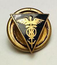WWII Era Military Medical Service Lapel Pin Caduceus Symbol Black Enamel USA picture