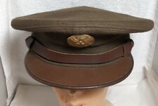WWII Army Enlisted Service Cap Visor Hat With Rain Cover Size 7 1/8 picture