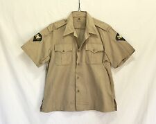 Vintage Vietnam War U.S. Army Military Large Khaki Short Sleeve Shirt w Patches picture
