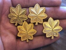 Lot Of 4 US Army Major Gold Oak Leaf Leaves Military Insignia Pins picture