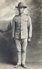 WW1 US MARINE WEARING 2 POCKET STAND UP COLLAR FIELD JACKET PHOTO POSTCARD RPPC picture