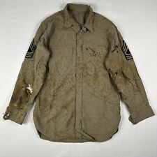 Ww2 US Army Wool Field Shirt Master Sergeant 44 Green Button Up Distressed picture