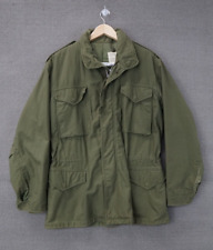 VTG US Army Olive Green OG 107  Cotton Sateen Field Jacket w/ Hood Men Long Med picture