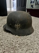 WW2 German M40 ET62 Single decal combat helmet & Liner dug from SMOLENSK  picture