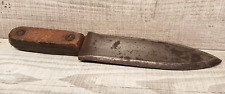 WWI, WWII? Dagger Dual Edge Thick Heavy Metal Blade Knife Wood Handle Vintage picture