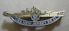 USS NEW JERSEY BB 62 Ship Navy Lapel Pin Pinback American Legion RARE 1.75