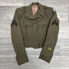 Vintage 40s Army Military Wool Officer Field Jacket 44L Fits XS Crop WWII Buckle picture