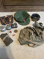 WWII AND LATER SOVIET CHINESE USSR MILITARIA BELT POUCH CAP LOT picture