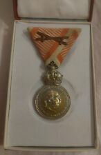 Silver Signvm Lavdis with Swords-War Ribbon-Austria Military Merit Medal-F. J. I picture