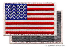 AMERICAN FLAG EMBROIDERED PATCH WHITE BORDER USA US w/ VELCRO® Brand Fastener picture