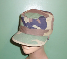 US Army Woodland Camouflage Patrol Hat Cap with Ear Flaps Size 6-3/4 X-Small picture