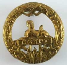 WW1 Brass Economy South Wales Borderers Cap Badge - 2 Lugs to Rear picture