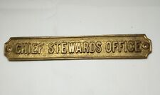 Vintage Brass Military Plaque Sign Authentic Chief Stewards Office picture
